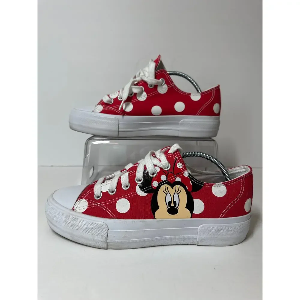 Disney Red White Minnie Mouse Polka Dot Low Top Sneakers